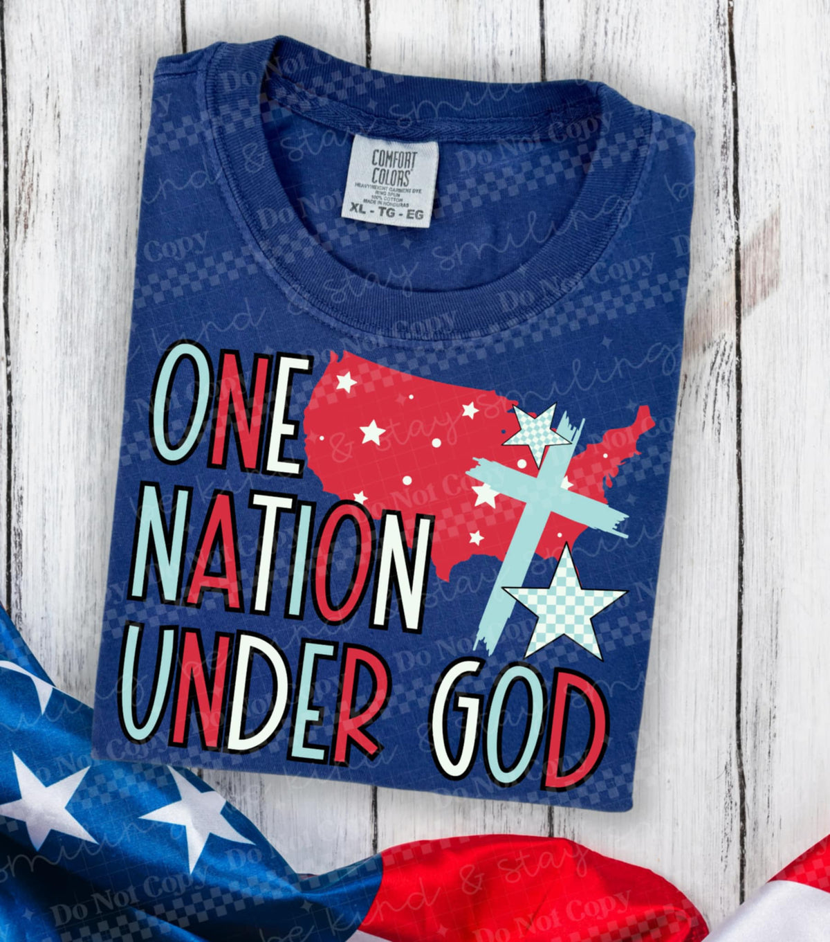One nation under god red, white, and blue 98707 DTF transfer