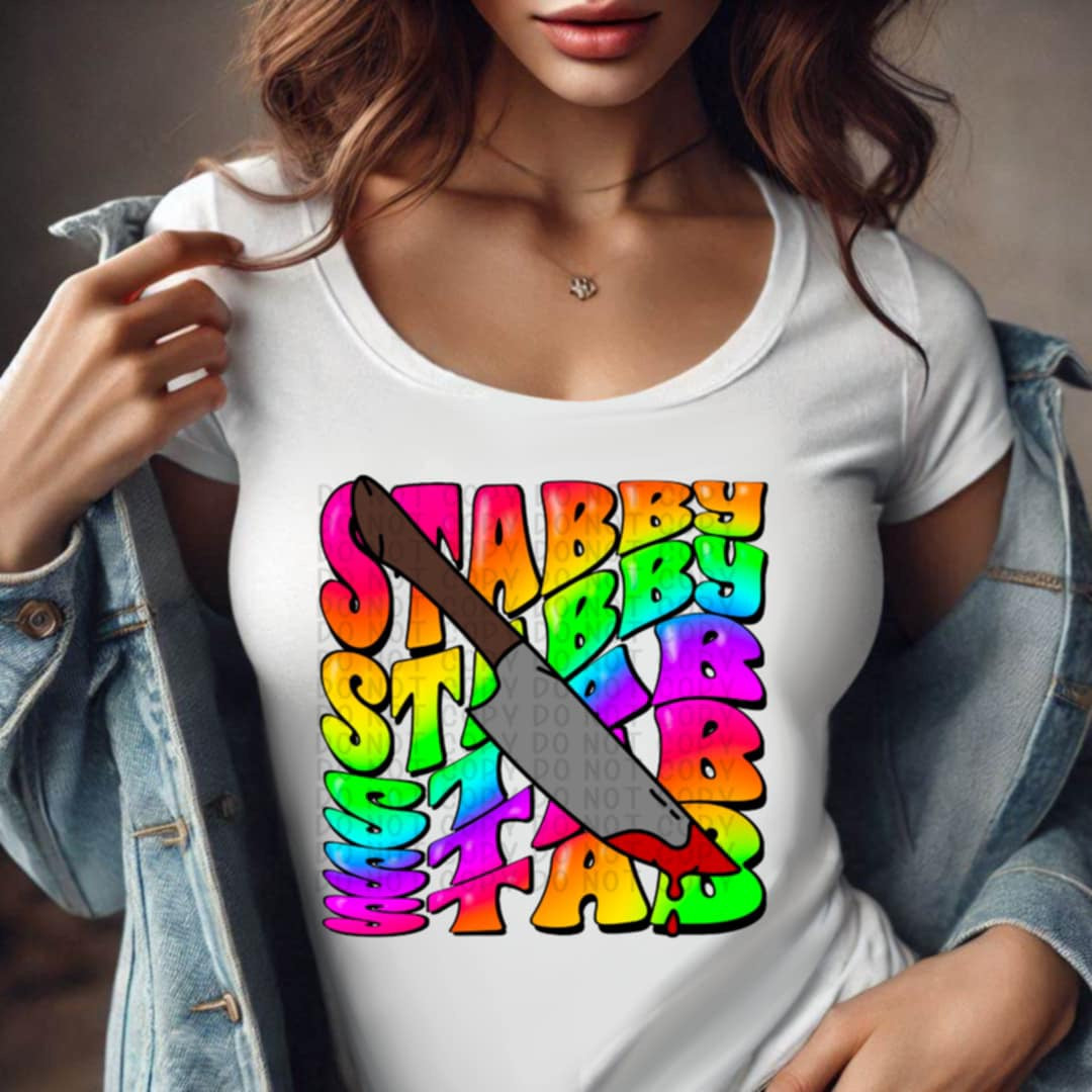 Stabby colorful stacked 93429 DTF transfer