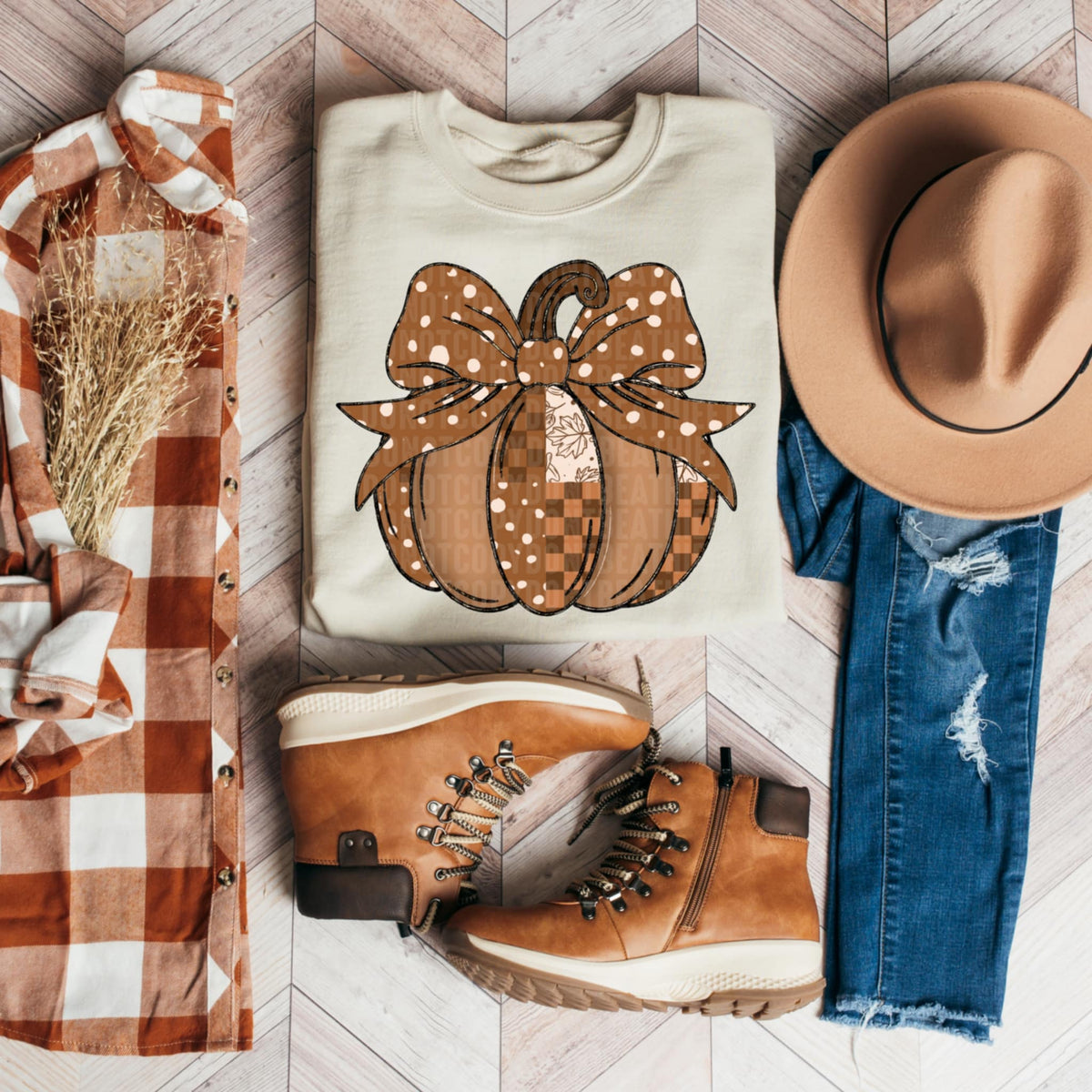 Pumpkin with Dot Bow SDD DTF transfer