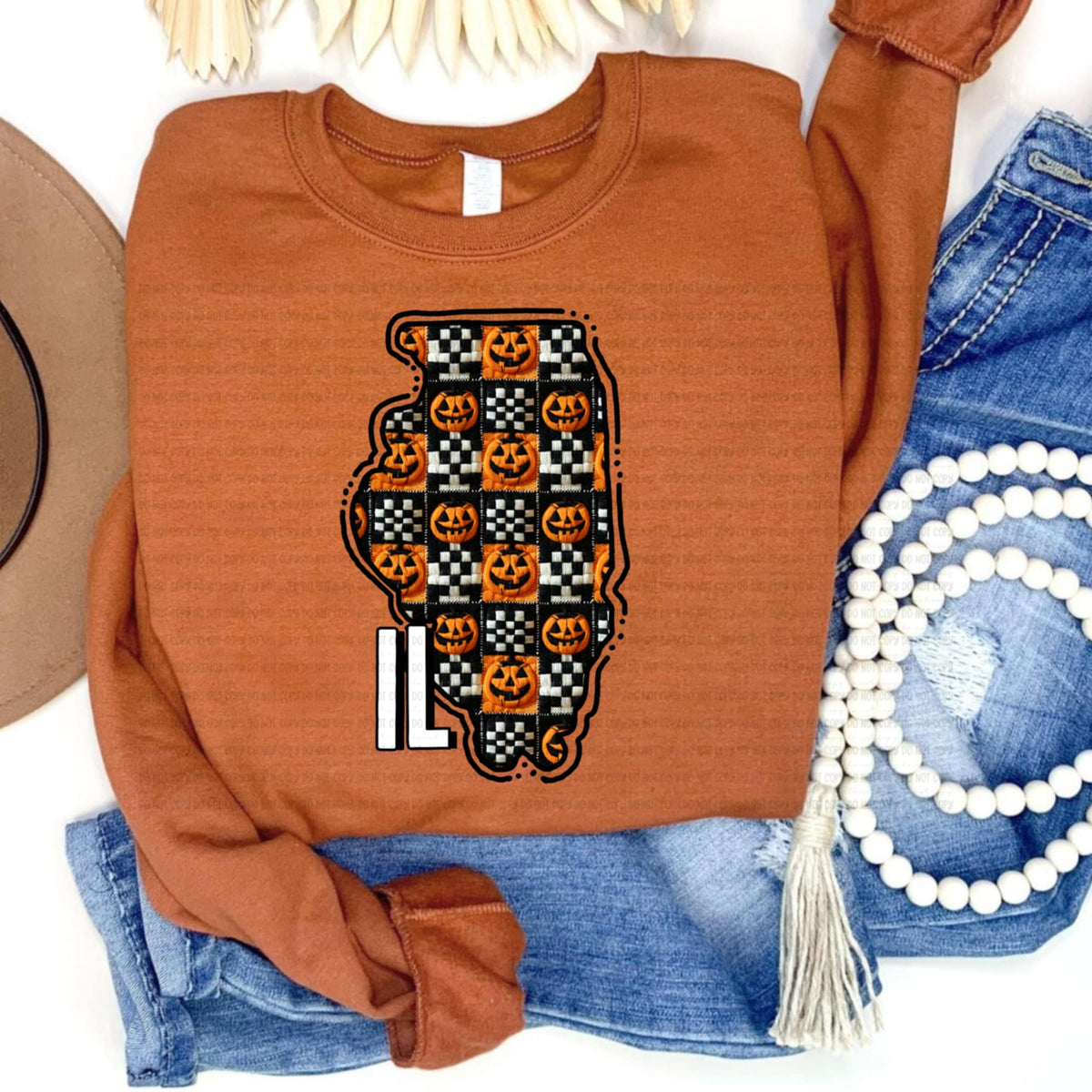 Illinois pumpkin checker REVEL DTF transfer