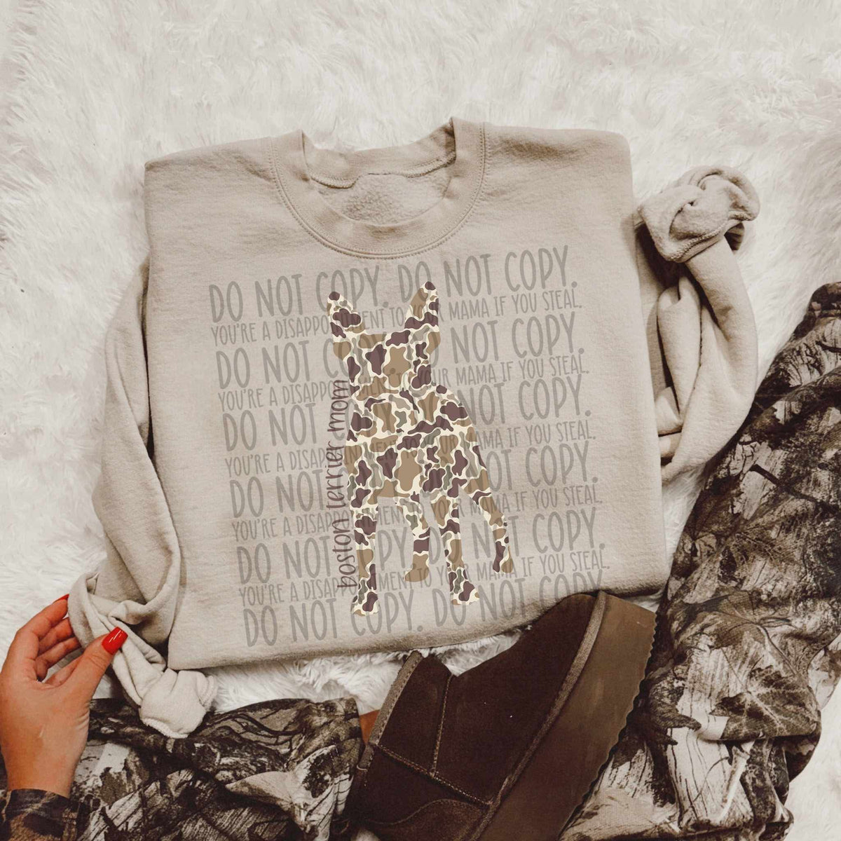 Boston terrier mom CAMO (SWD) DTF transfer