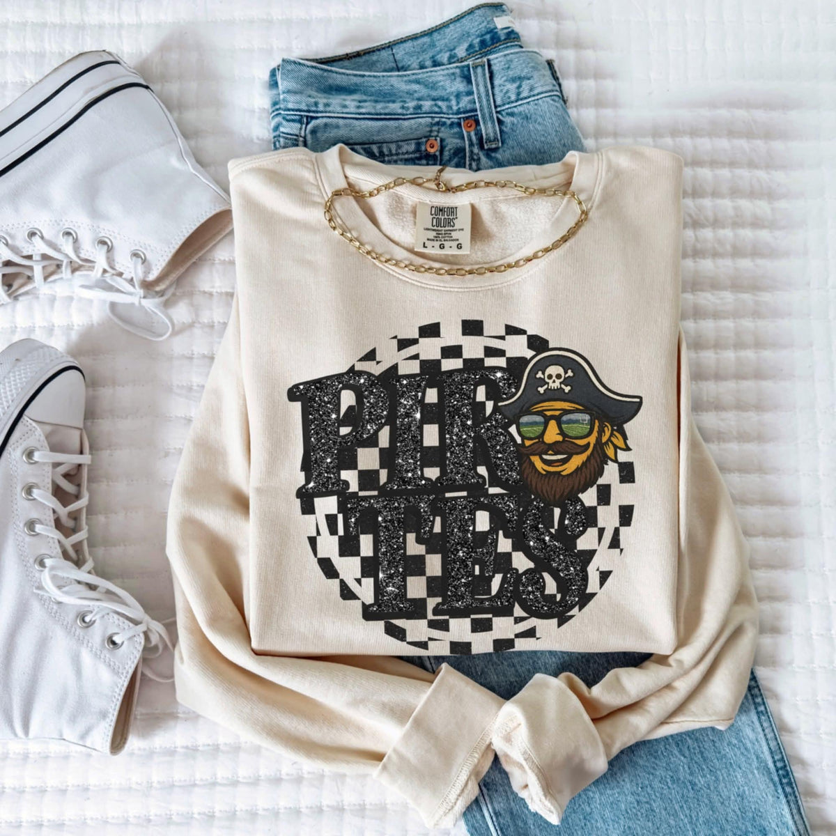 Pirates Mascot Black Glitter Font GROVE 111228 DTF transfer