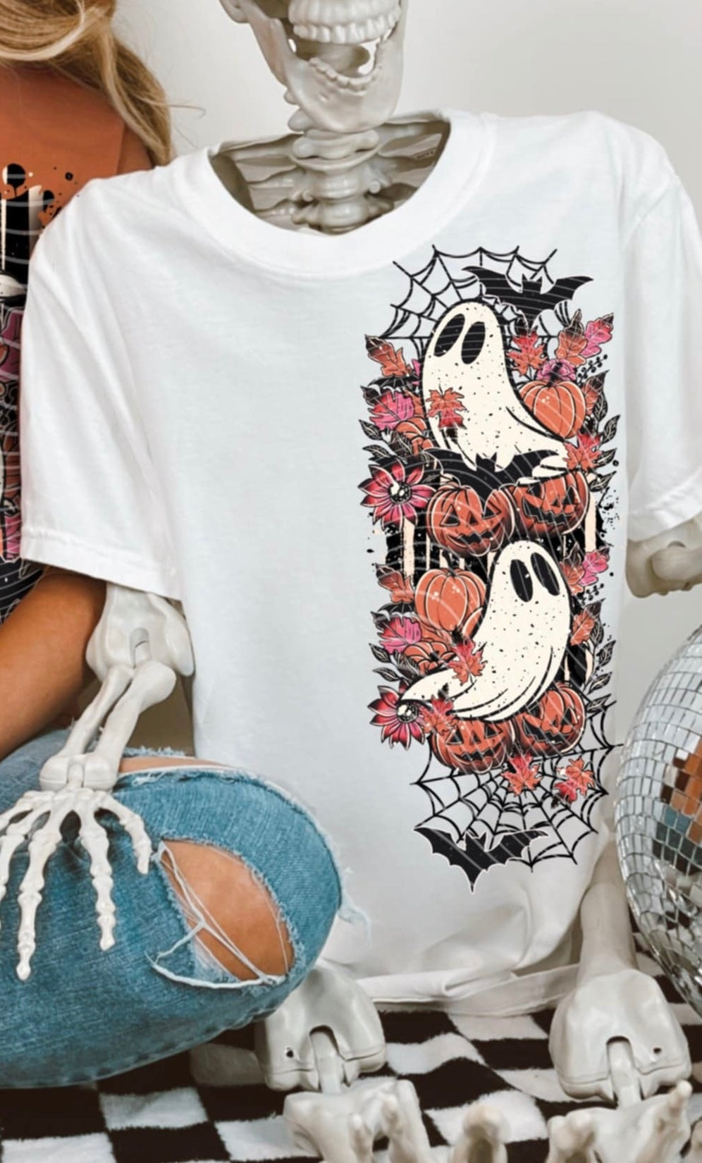 Highland Cow with bats ghosts and pumpkins SLEEVE (ag) DTF transfer