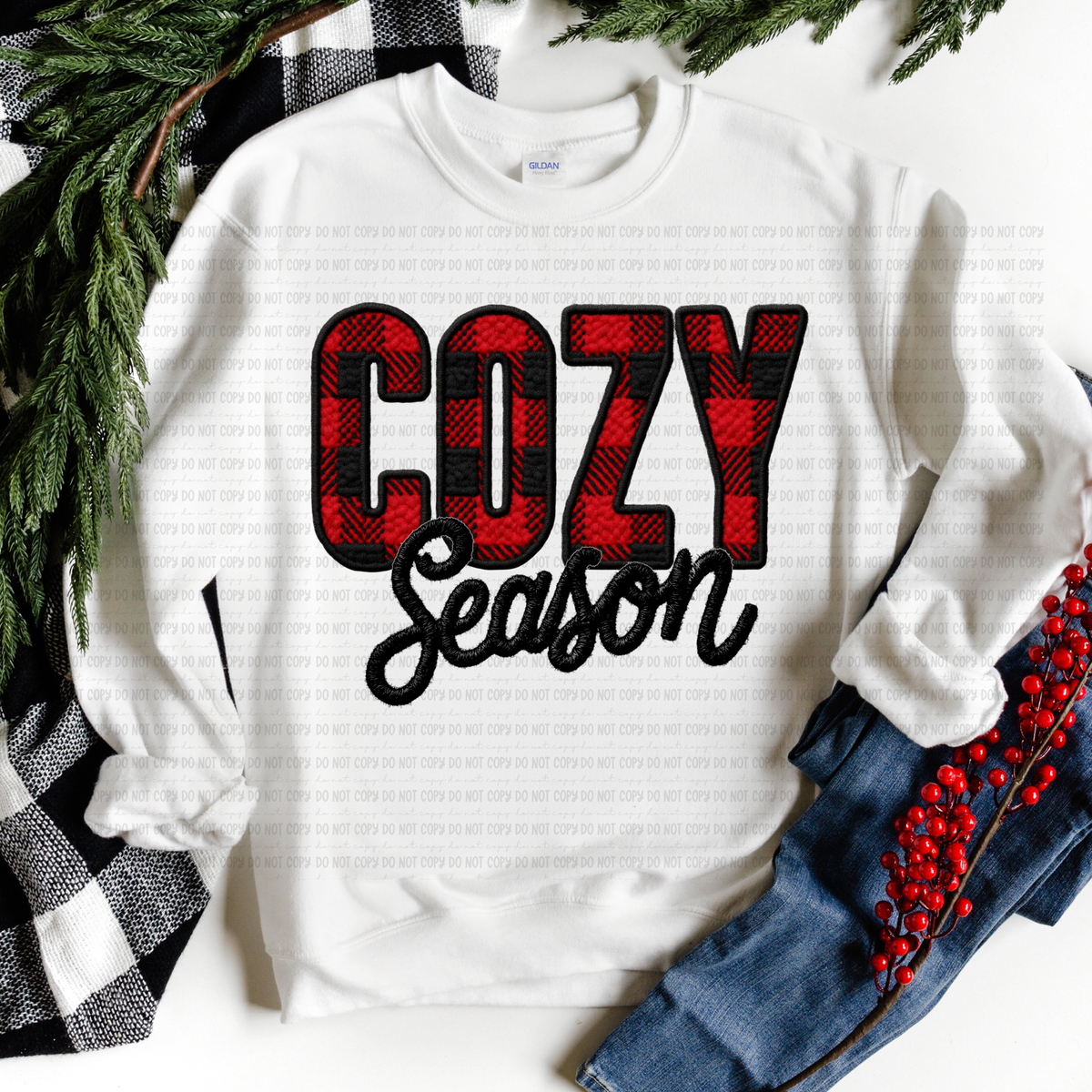 Cozy Season red and black plaid (revel) DTF Transfer