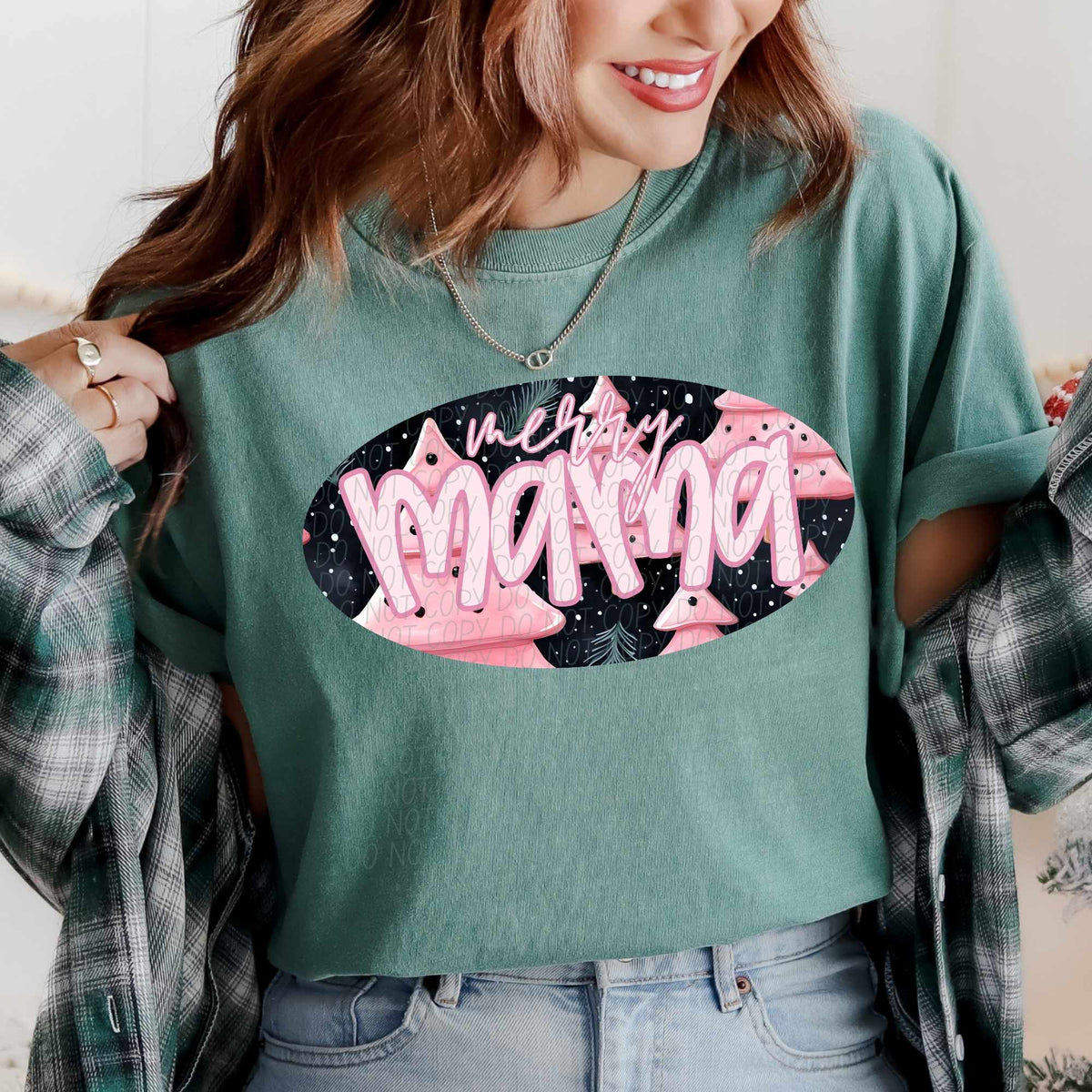 Merry mama pink trees (CITY) 62314 DTF transfer