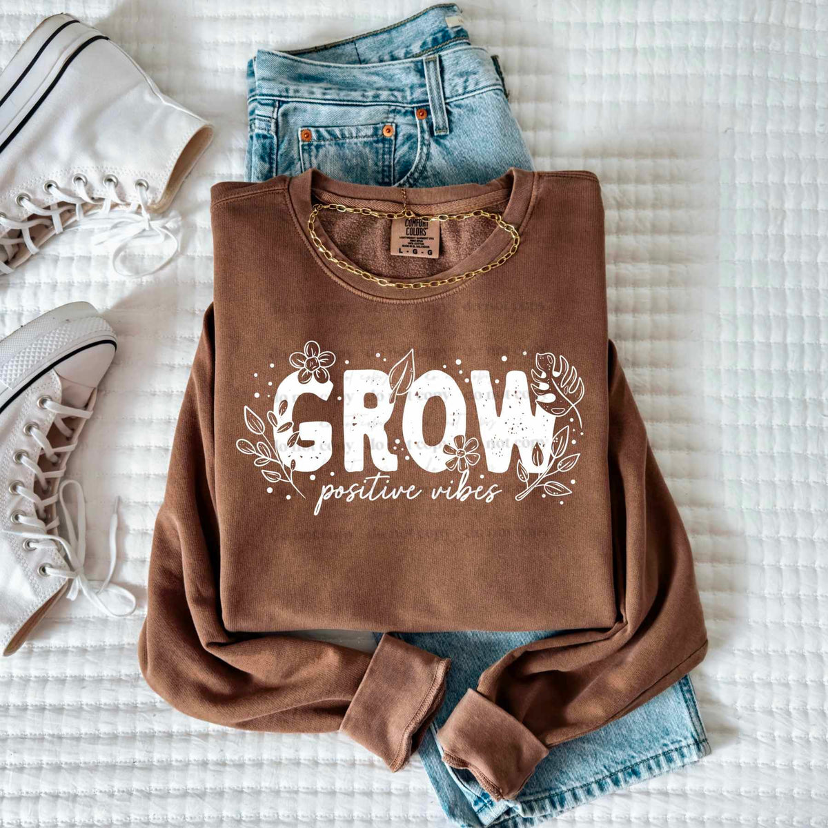 Grow positive vibes WHITE (CSC) 79487 DTF transfer