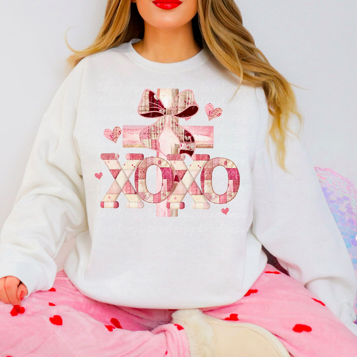 Xoxo Patchwork font and cross (exclusive) DTF Transfer