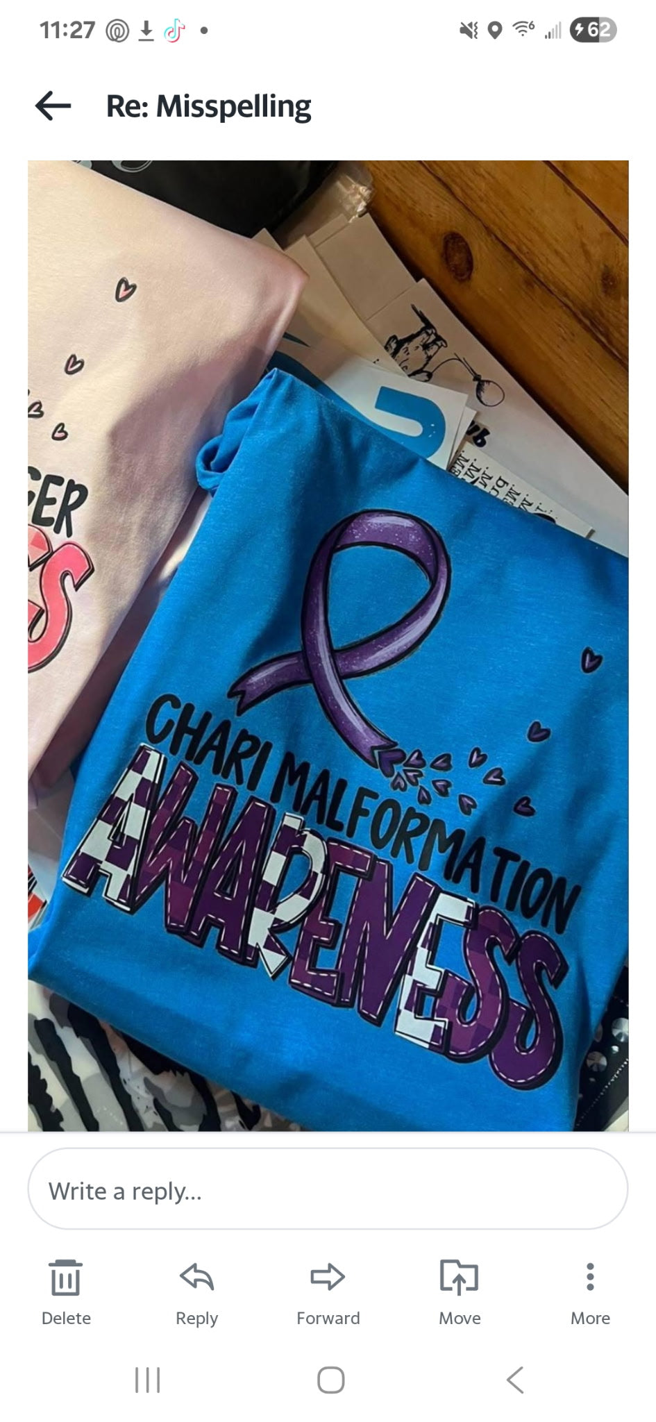 Chari Malformation awareness ribbon (SDD) 107742 DTF transfer