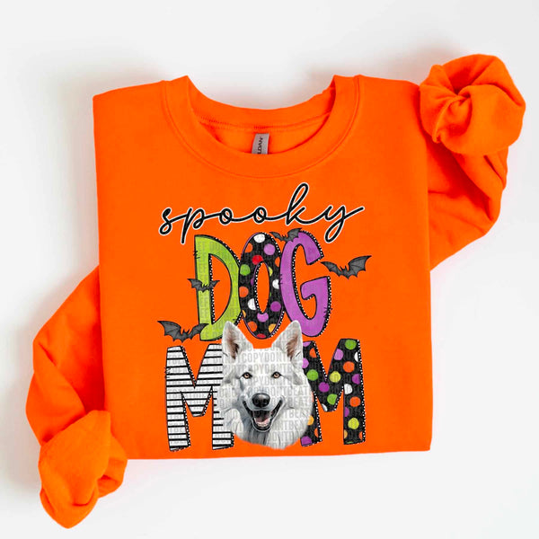 Spooky dog mom white German shepherd 55492 DTF transfer