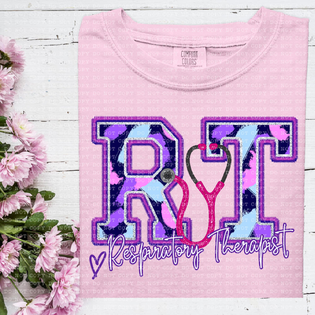 RT respiratory therapist purple brushstrokes (ECHT) 93995 DTF transfer