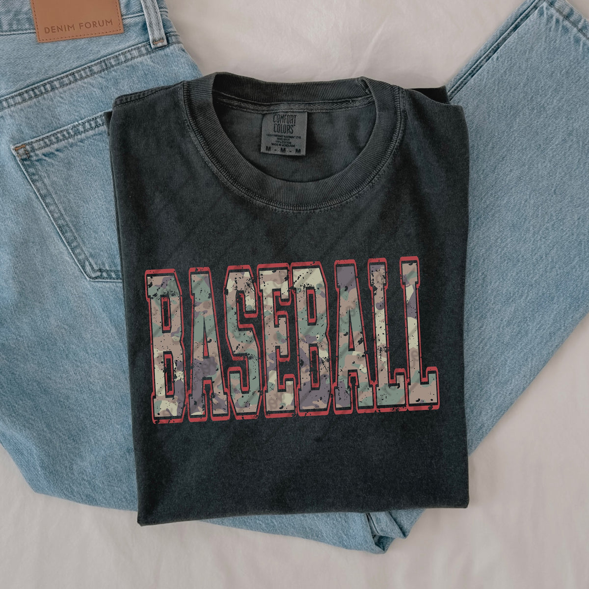 Baseball camo (red outline) DISTRESSED (MZ) DTF Transfer