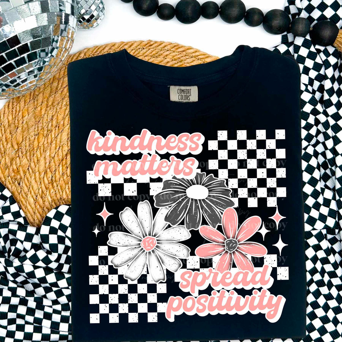 Kindness matters spread positivity WHITE OUTLINE (CSC) 77270 DTF transfer