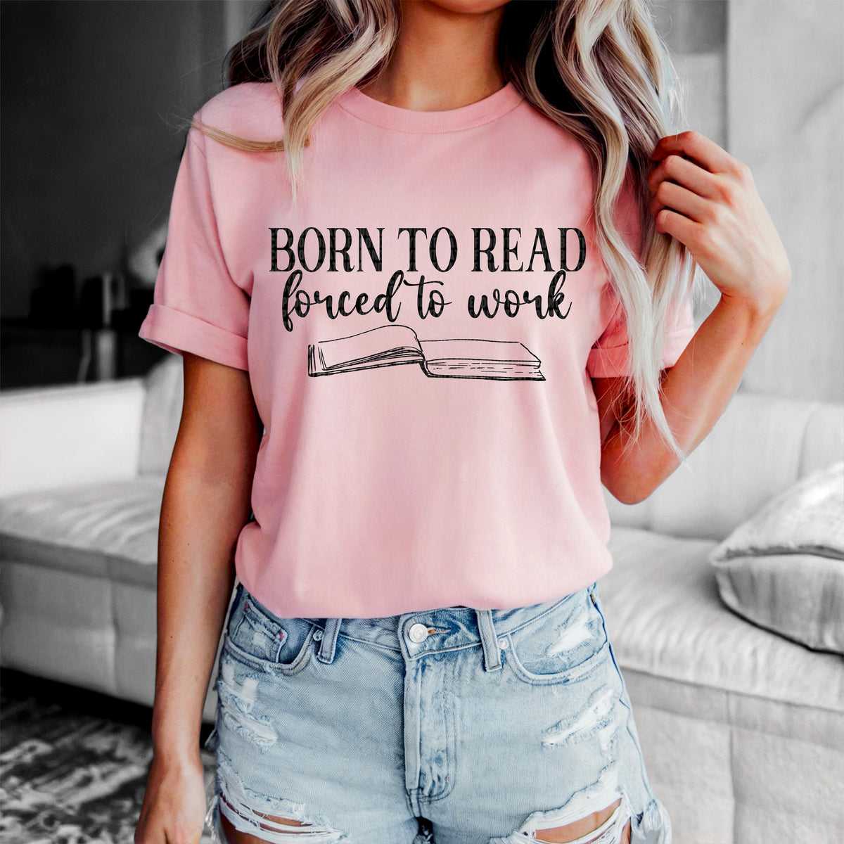 Born to read forced to work 95183 DTF transfer