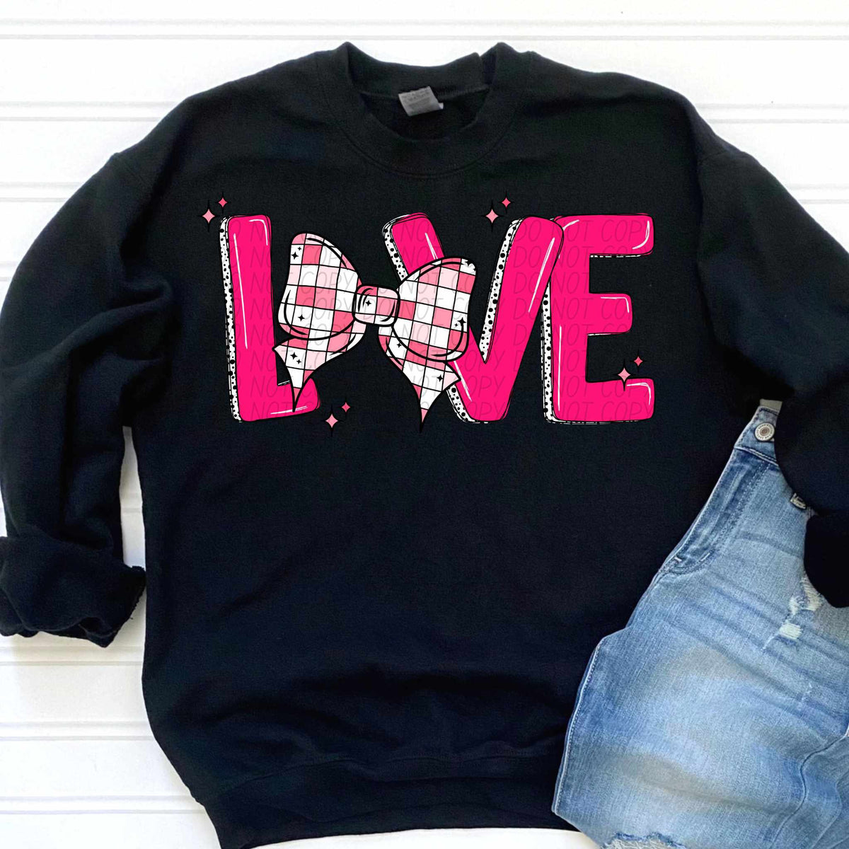 Love checkered bow (CITY) 75758 DTF transfer