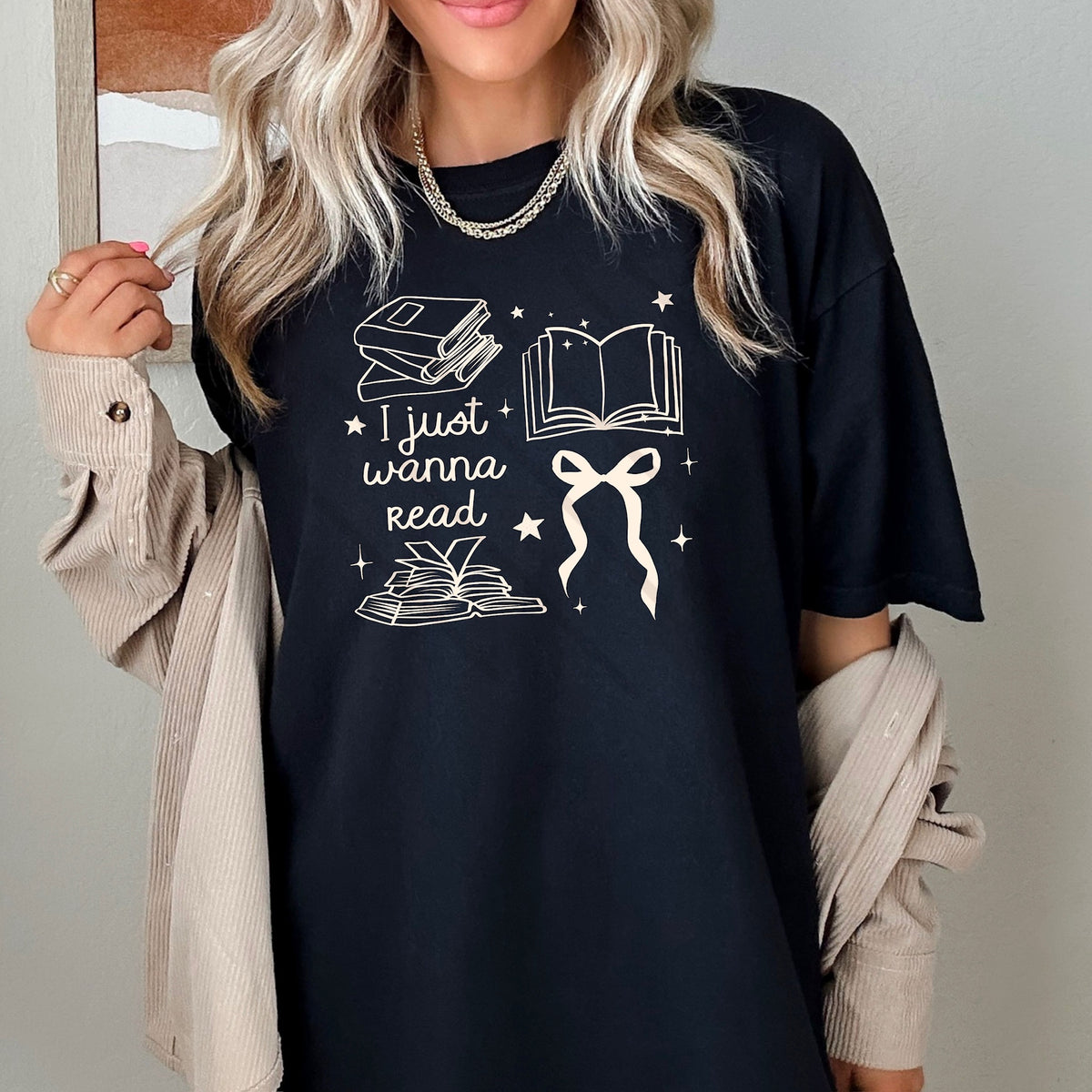 I just wanna read books and bow TAN scarlow 110346 DTF transfer