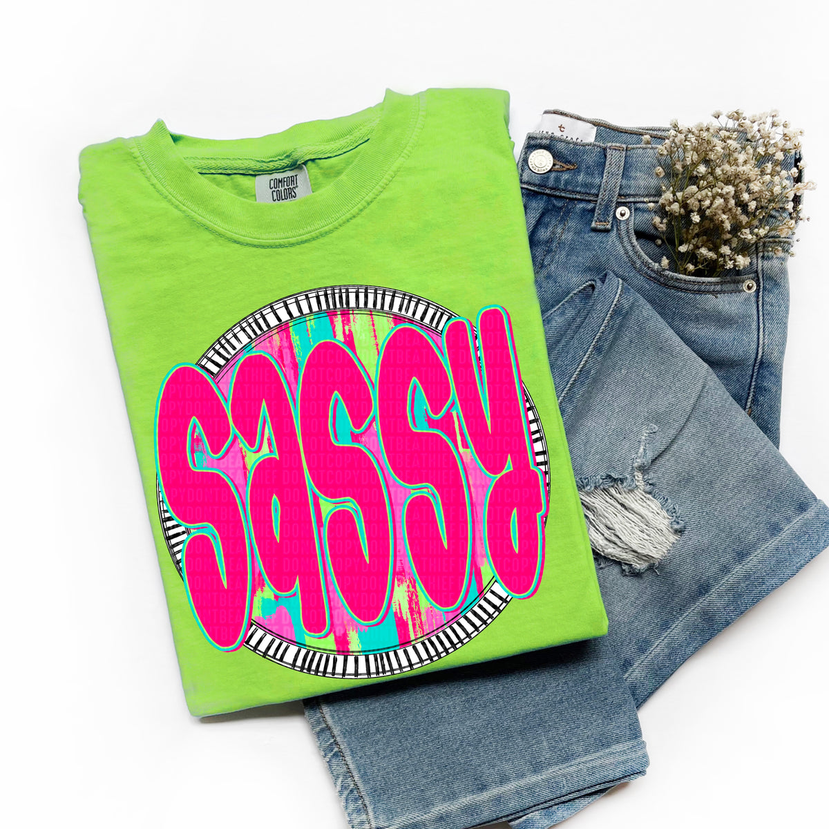 Sassy pink font circle 106168 DTF transfer