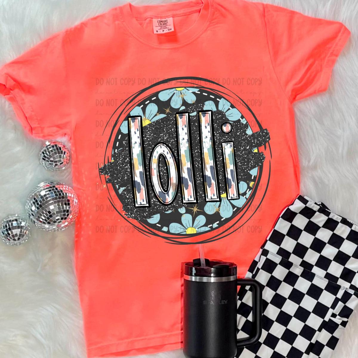 Lolli blue flowers circle (Revel) 93933 DTF transfer