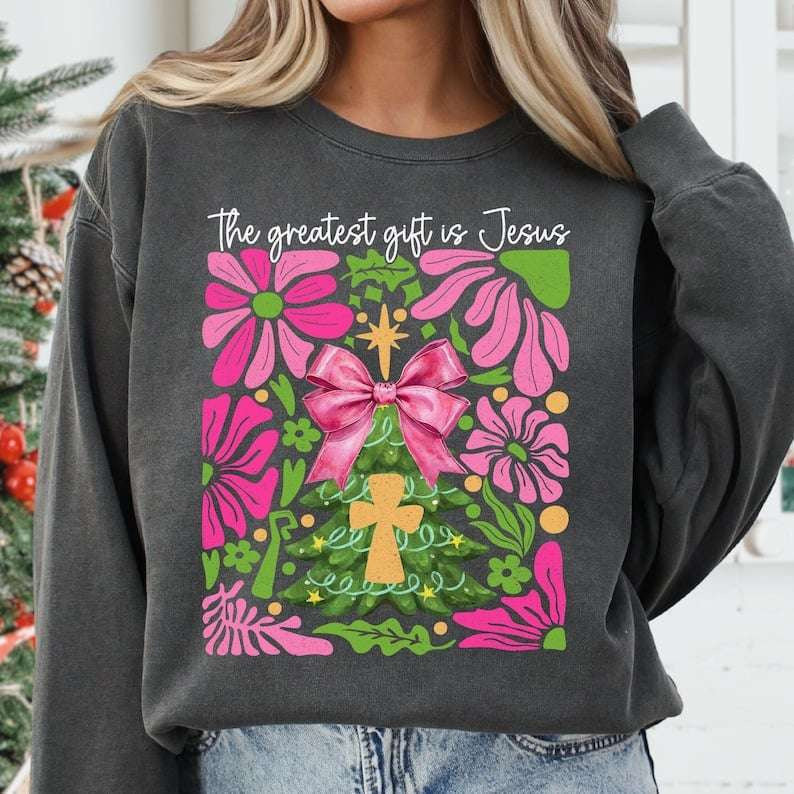 The greatest gift is Jesus rectangle white font 67907 DTF transfer