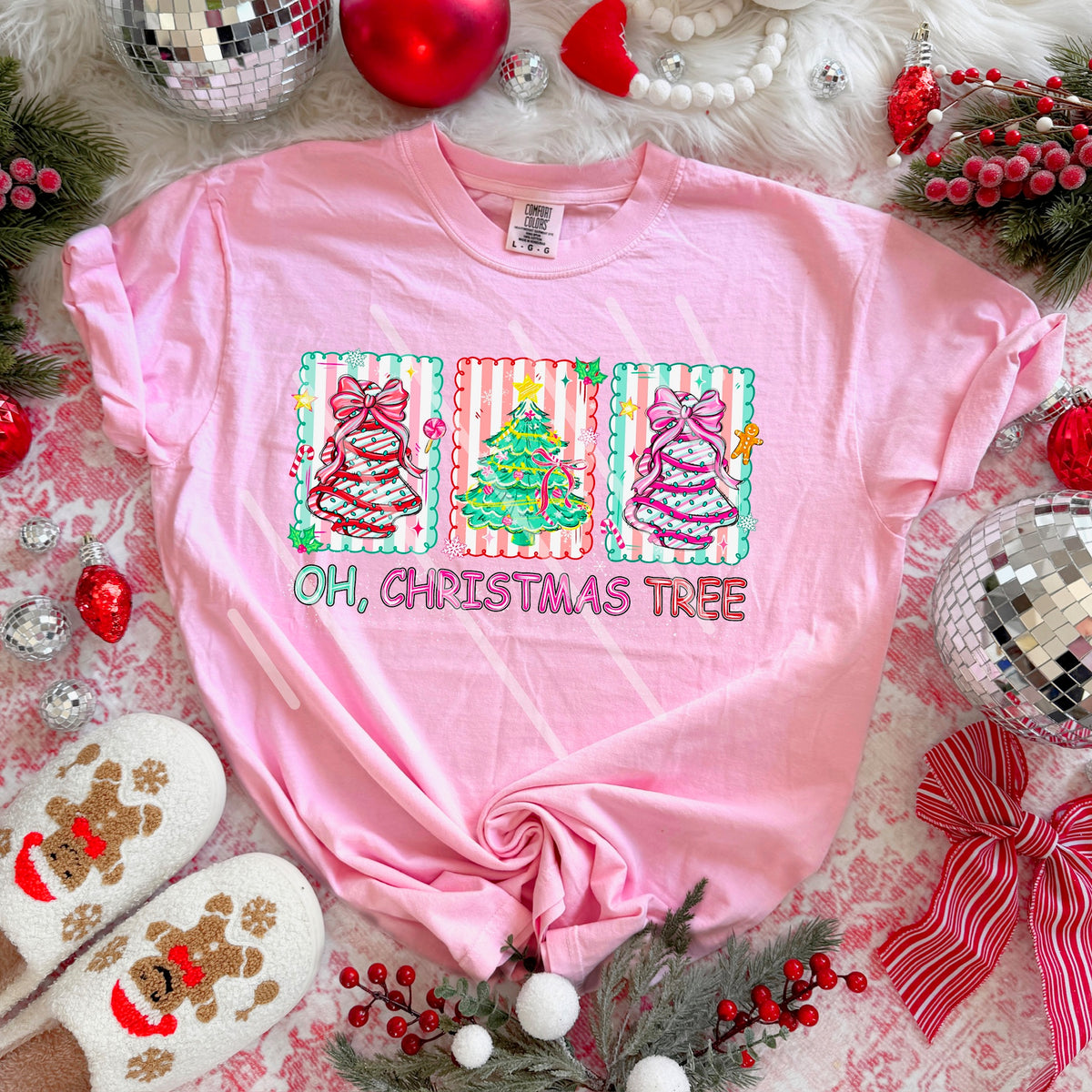 Oh Christmas Tree three frames with tree cakes 113707 DTF Transfer