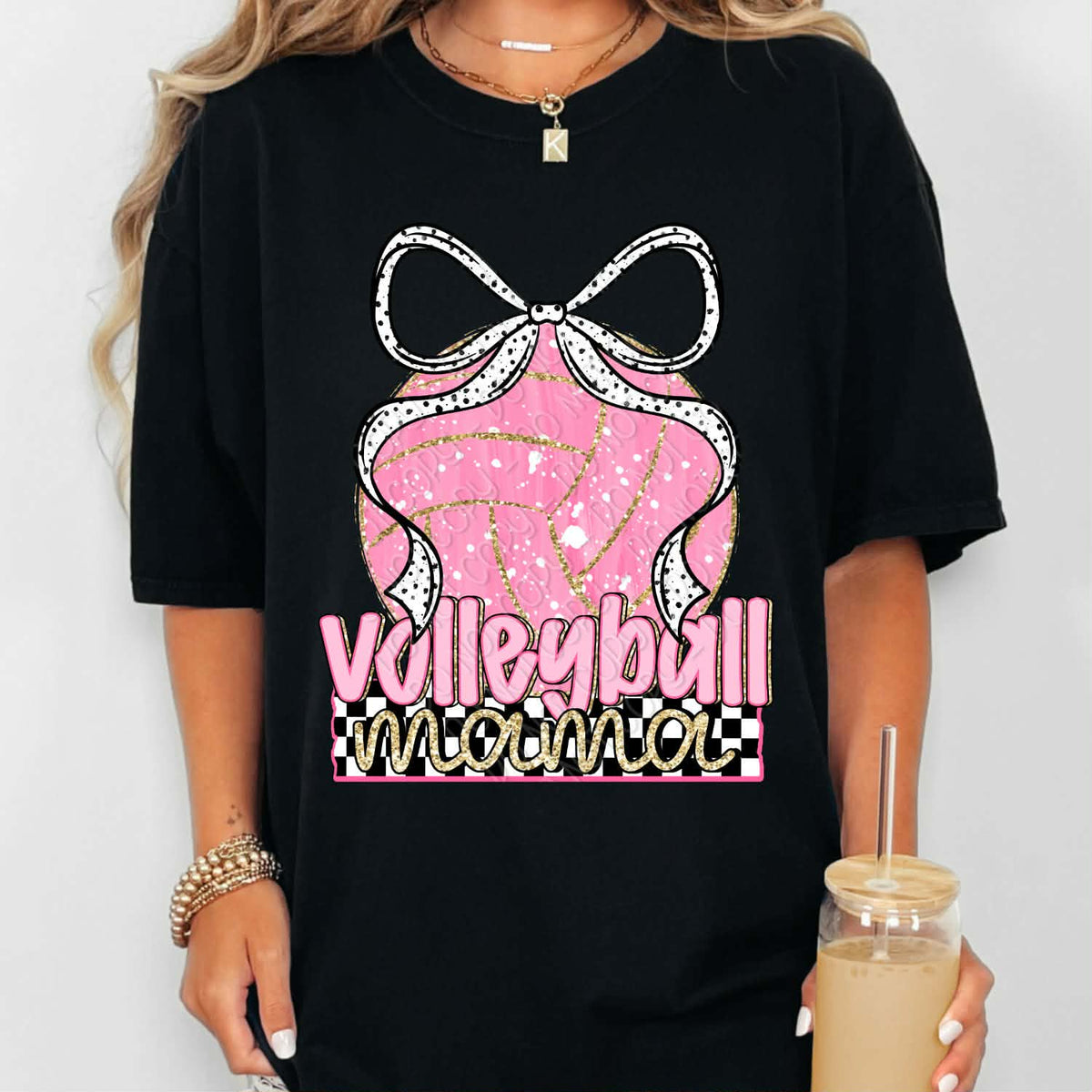 Volleyball Mama pink with bow (DWS) DTF Transfer