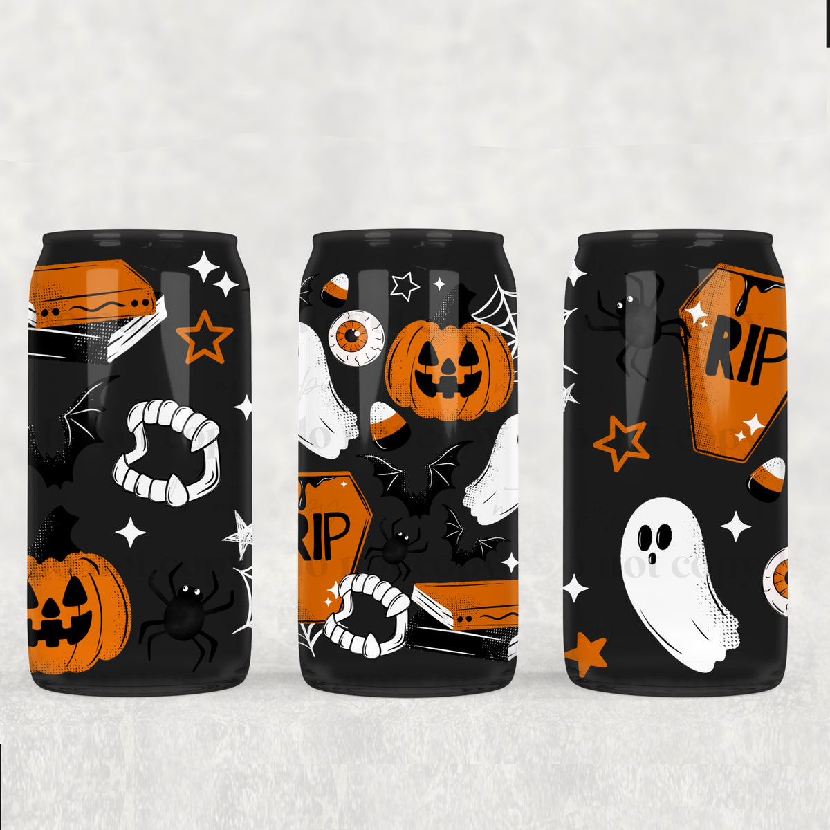 Halloween things (orange black white) (CSC) UV DTF WRAP