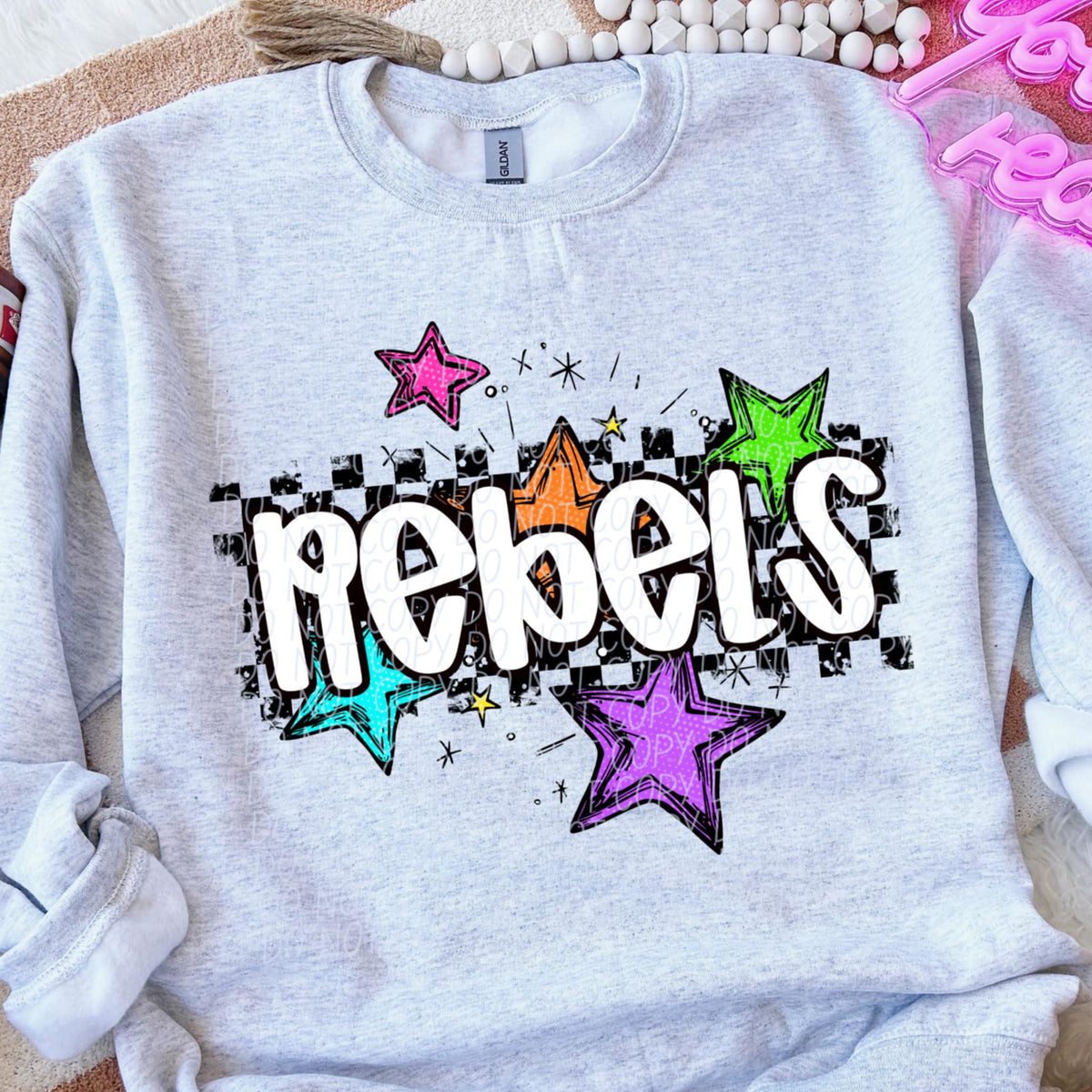Rebels Mascot Rainbow Stars CITY DTF TRANSFER