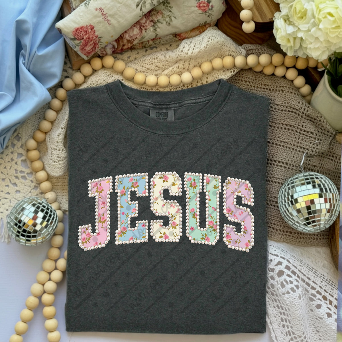 Jesus faux pearls DTF Transfer