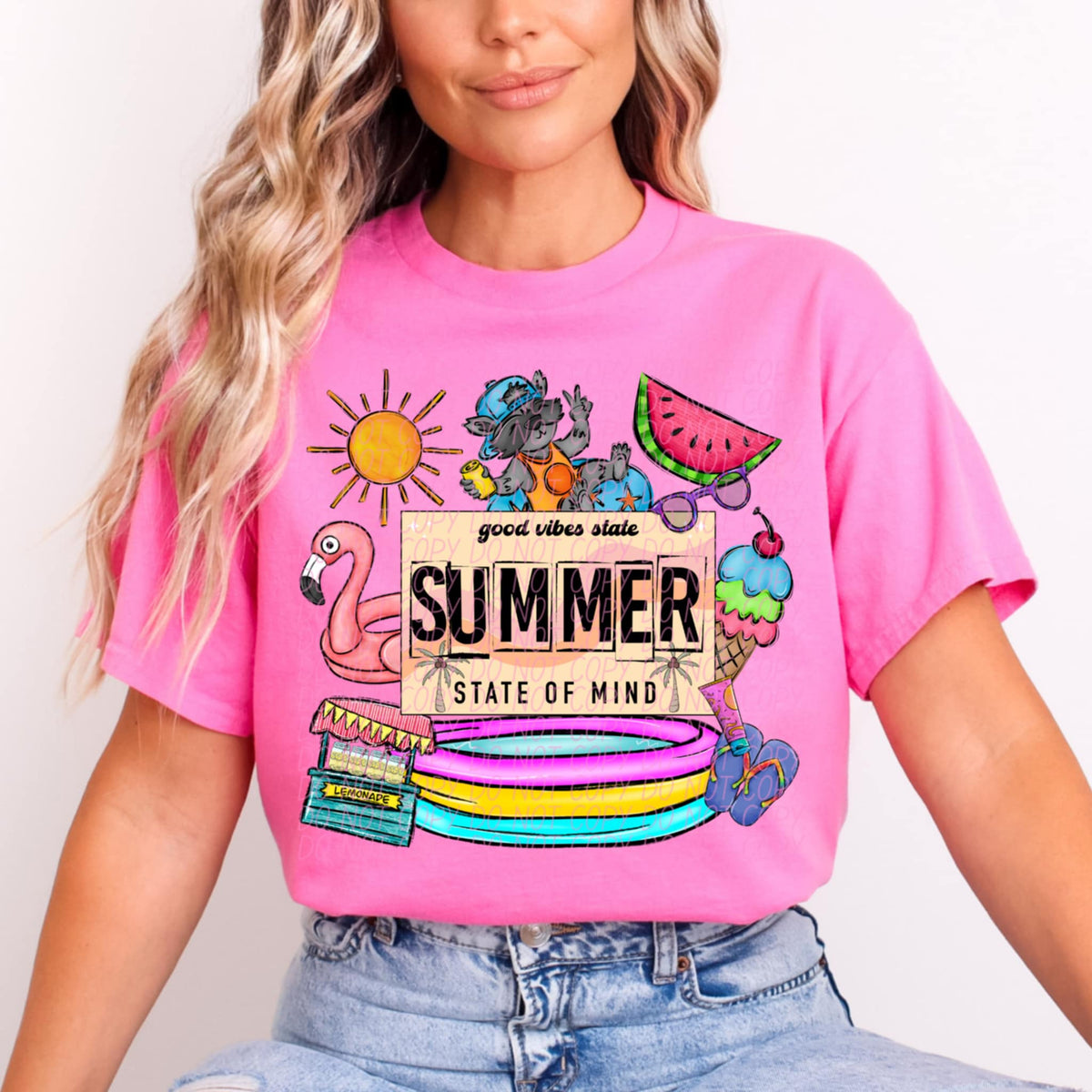 Summer state of mind colorful pool (CITY) 97203 DTF transfer