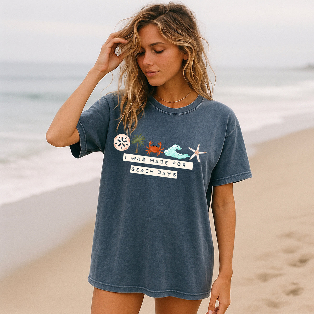 I was made for beach days horizontal (csc) DTF Transfer