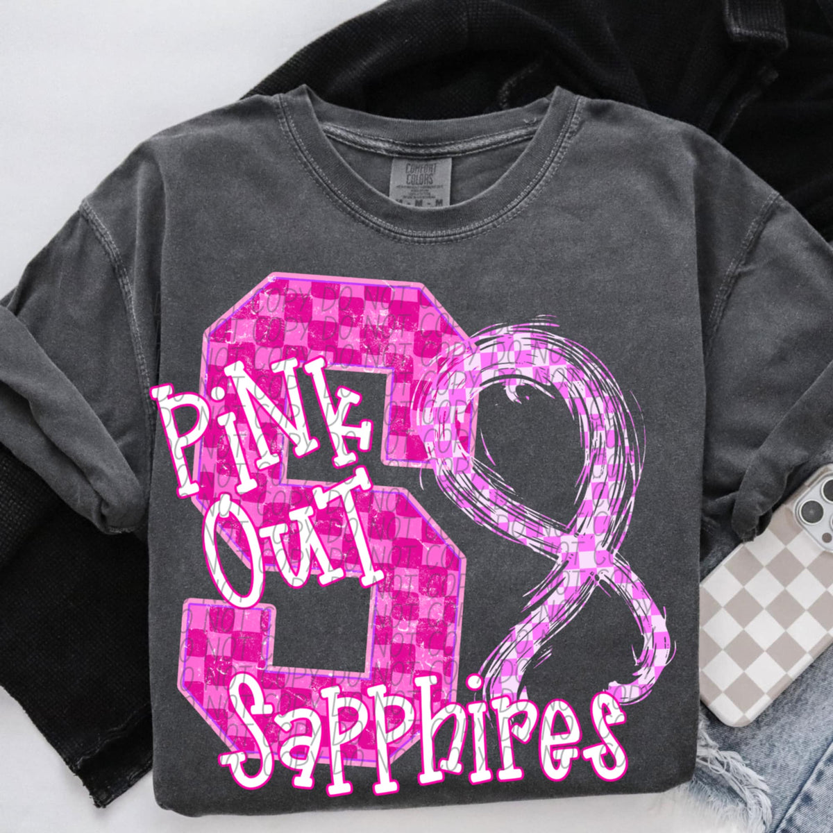 Sapphires Pink Out Varsity (city) DTF Transfer