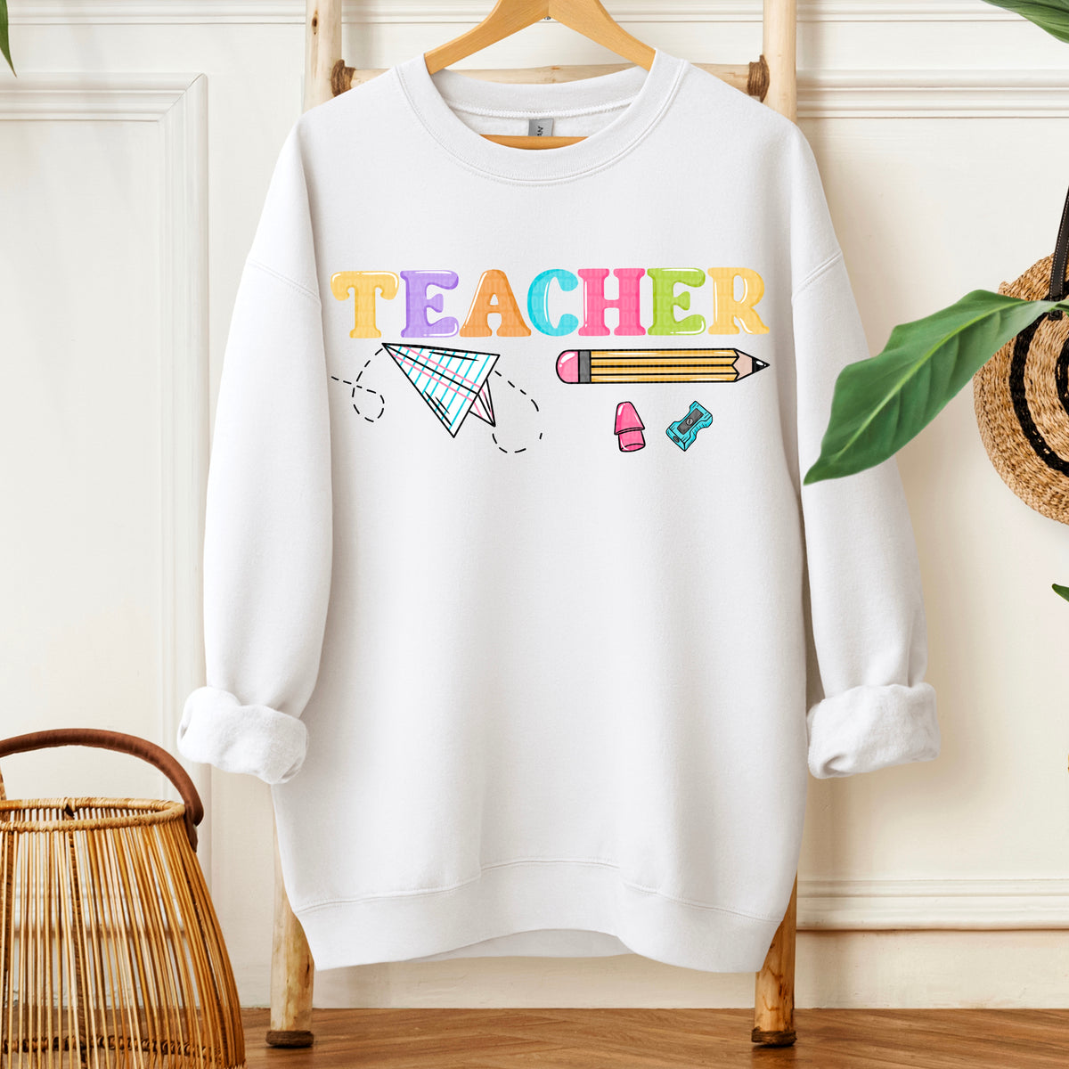 Teacher paper airplane with black font 109768 DTF transfer