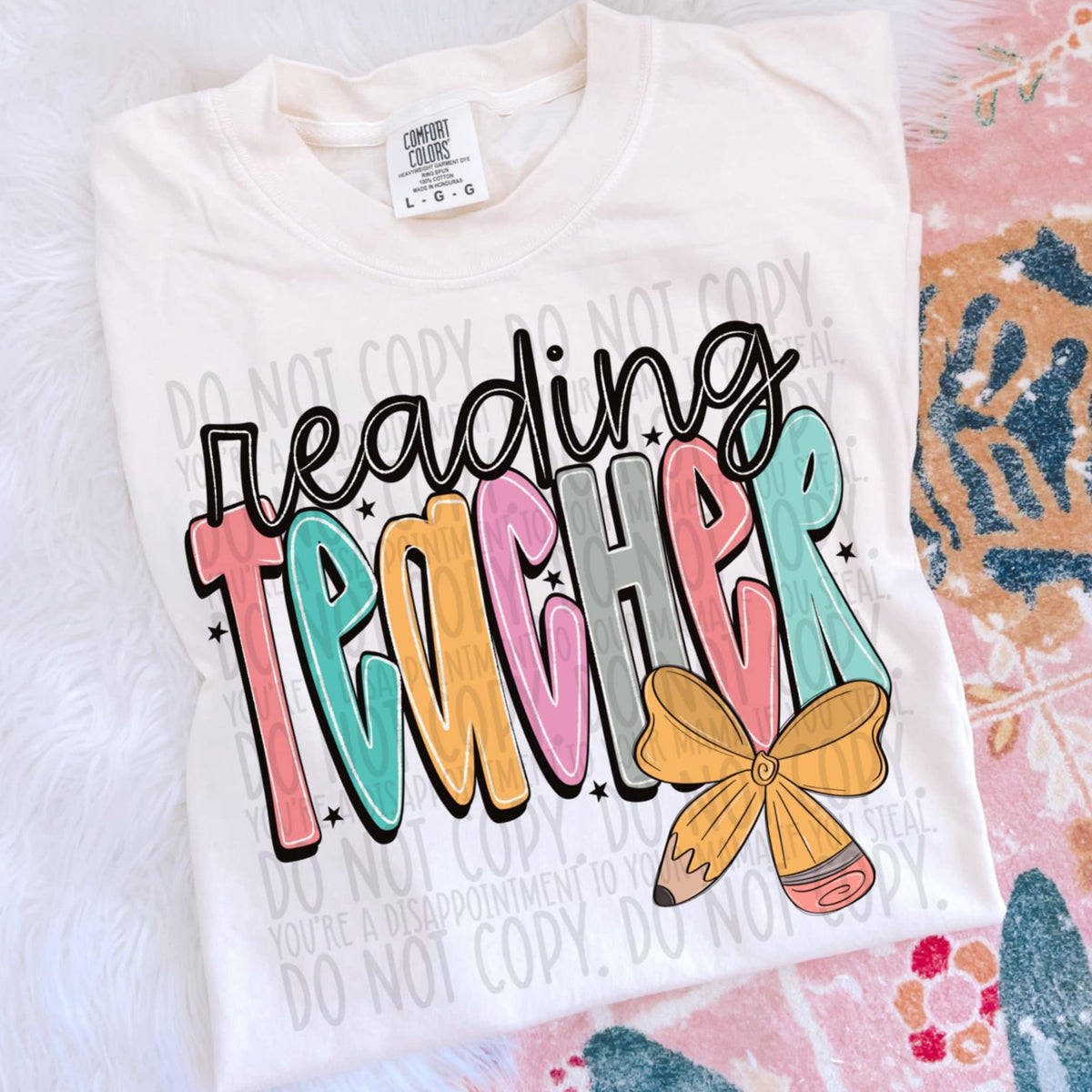 Reading teacher with bow (SWD) 107249 DTF transfer