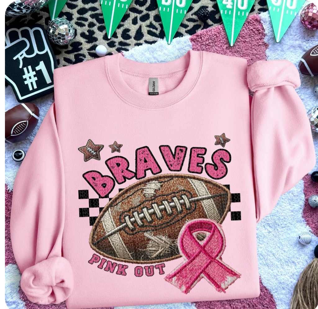 Braves pink out football (HW) 58377 DTF transfer