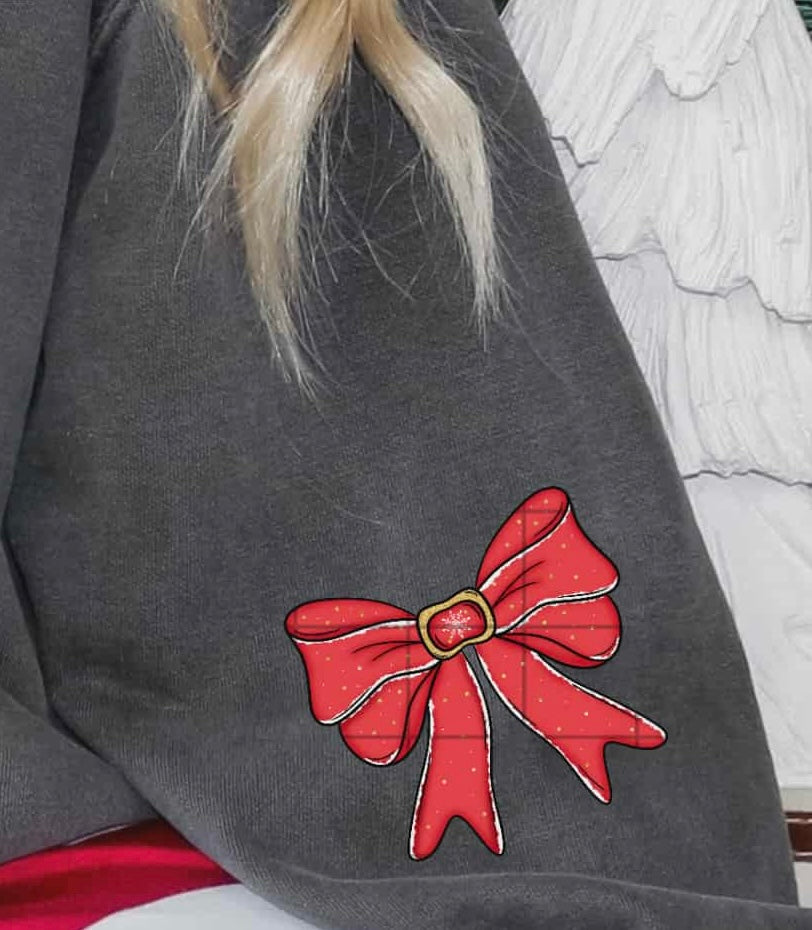 Red Santa bow (pocket) (linda) DTF Transfer