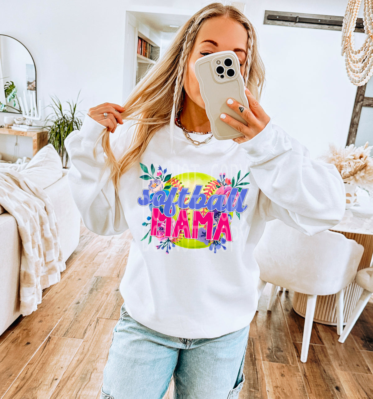 Softball mama blue and pink (DD) 96650 DTF transfer