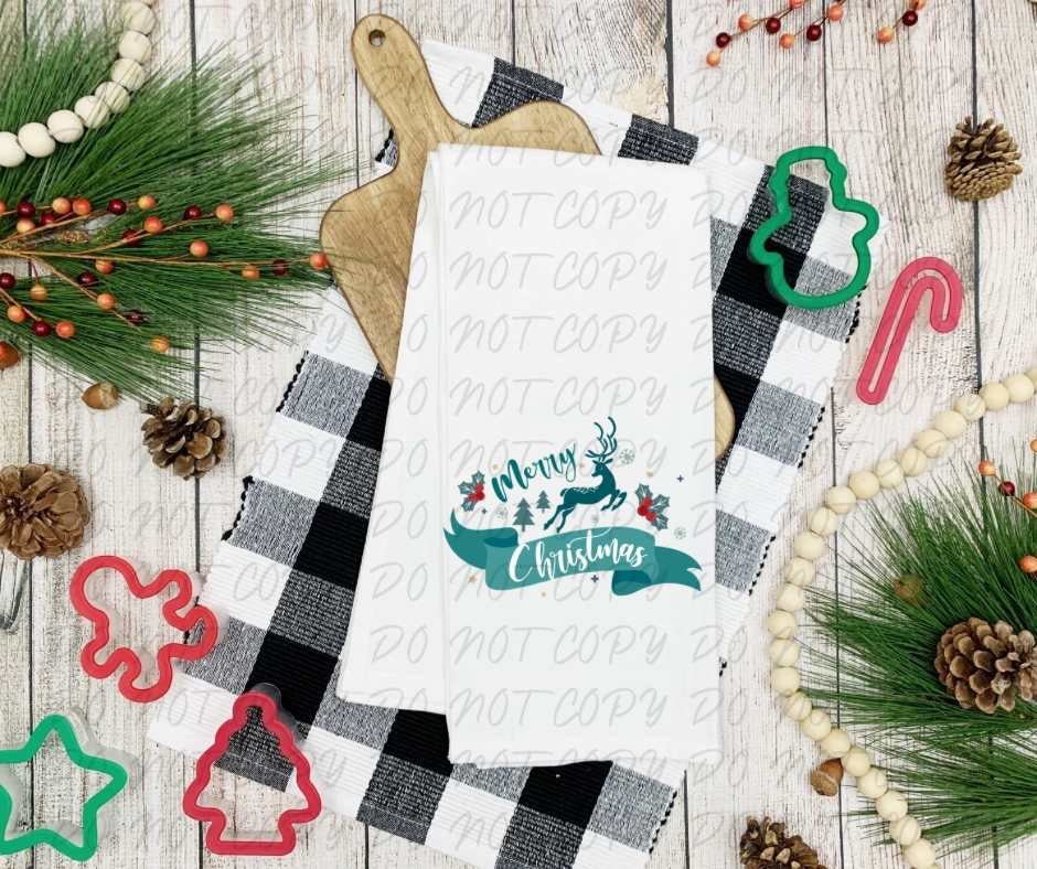 Merry Christmas green banner (VINTAGE) 64113 DTF transfer