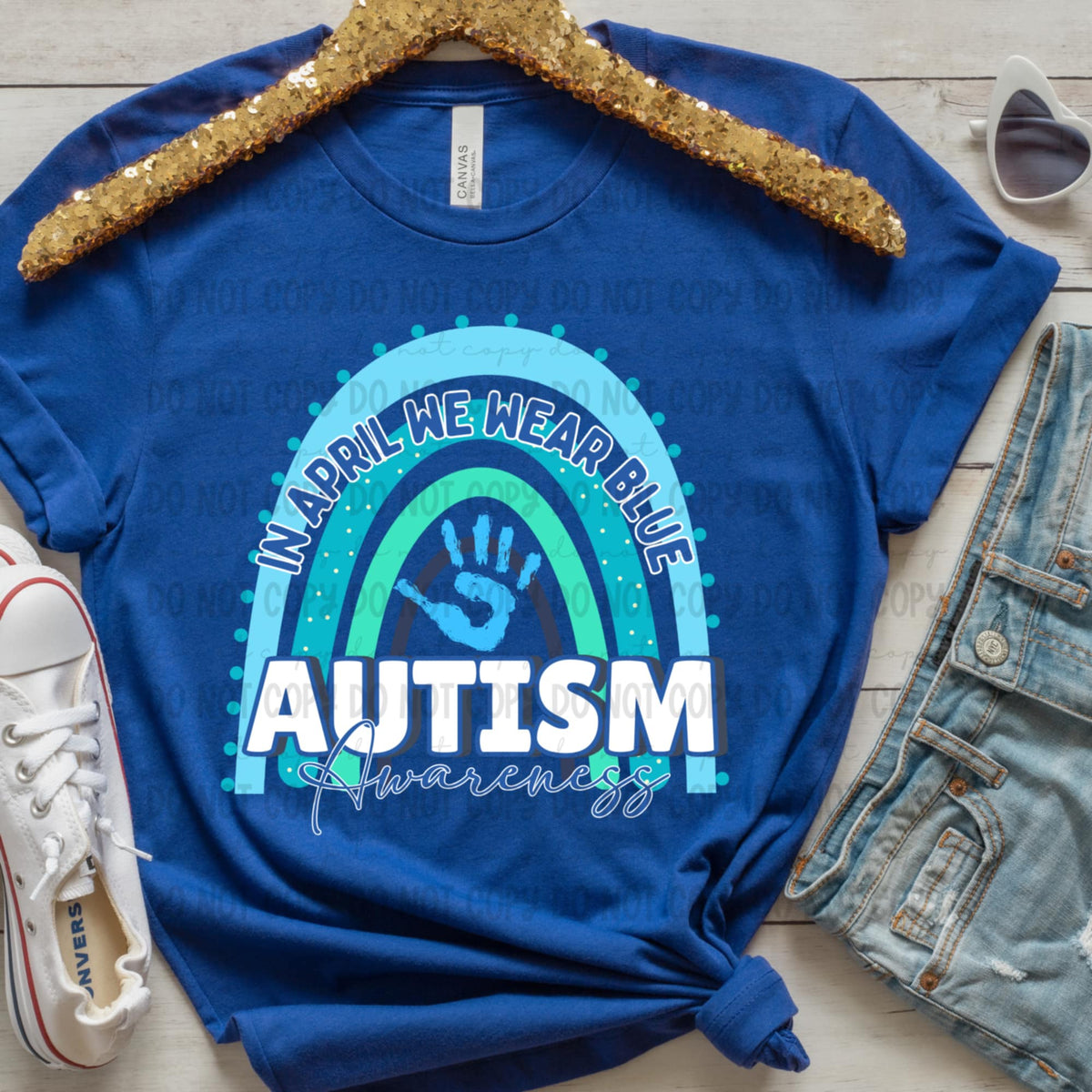 In April we wear blue autism awareness (REVEL) 96323 DTF transfer