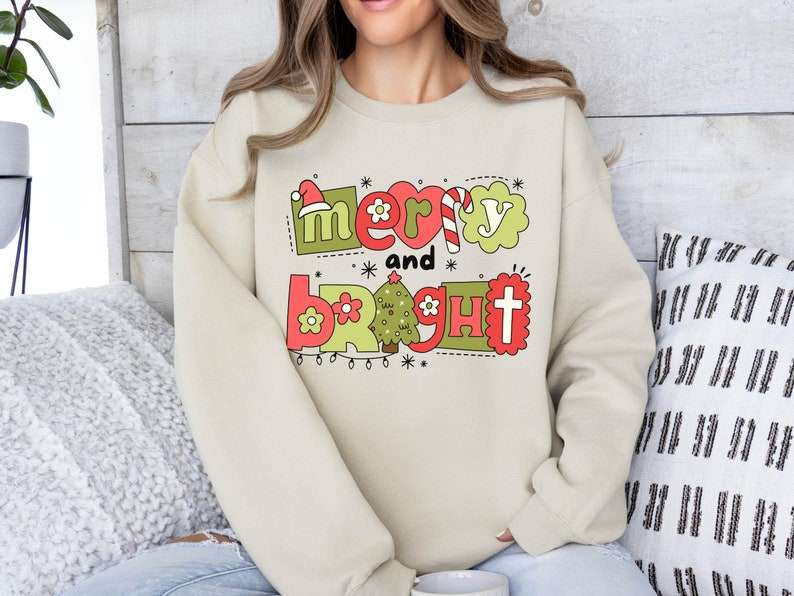 Merry and bright red and green bubble font (KARTA) 67116 DTF transfer