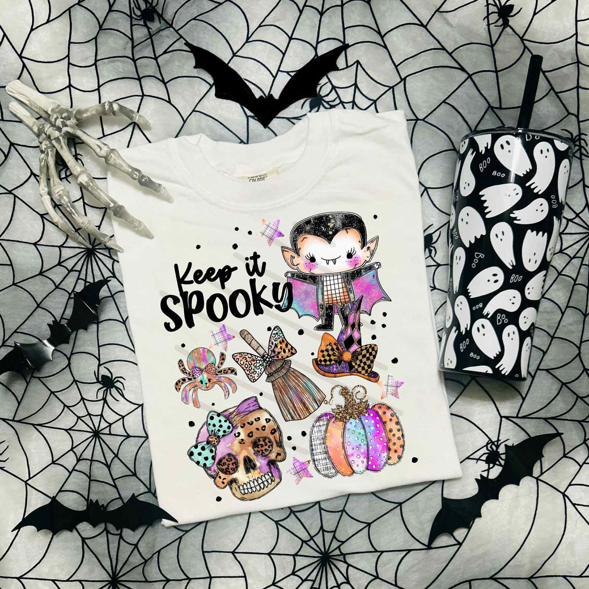 Keep It Spooky Collage with vampire and skull DTF transfer