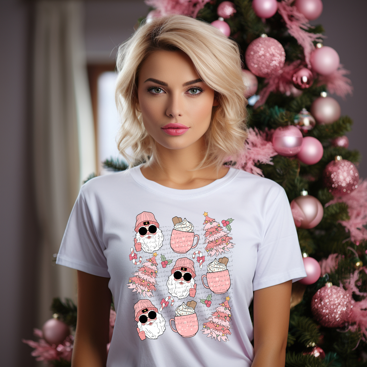 Pink cool santa collage 49830 DTF transfer