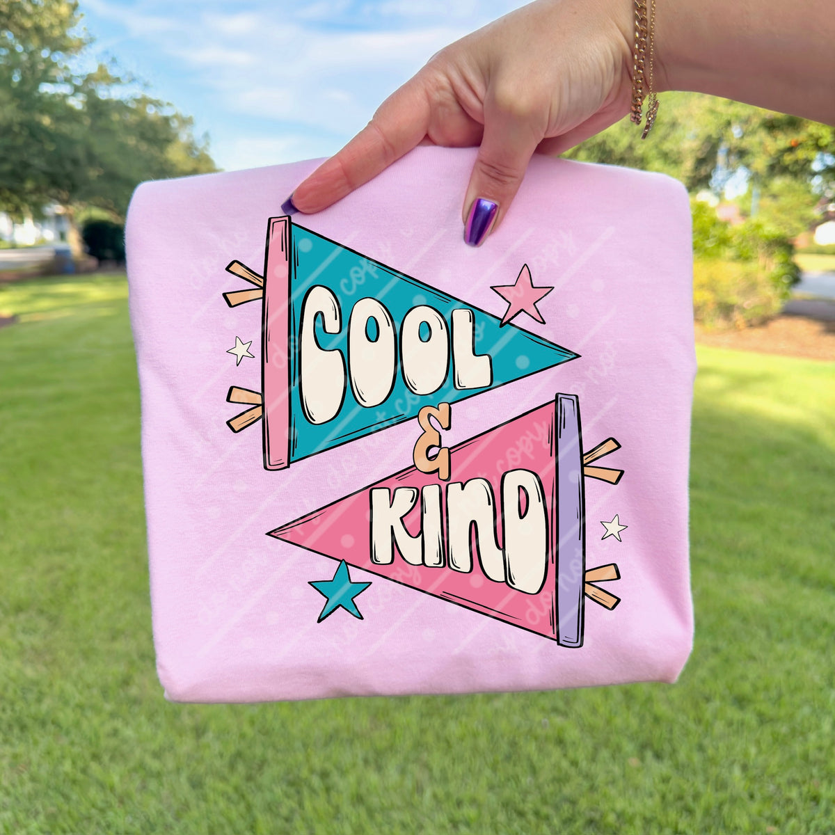 Cool and kind pink/blue (scarlow) DTF transfer