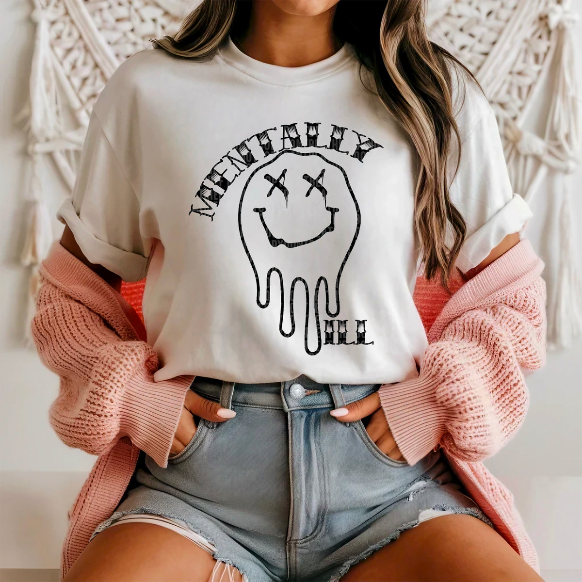Mentally ill melting smiley 91708 DTF transfer