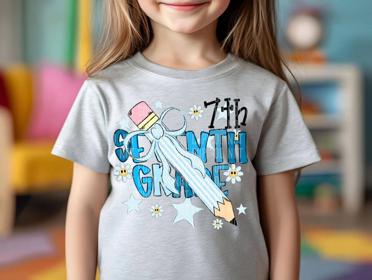 Seventh grade BLUE with pencil (Caplinger) 107221 DTF transfer