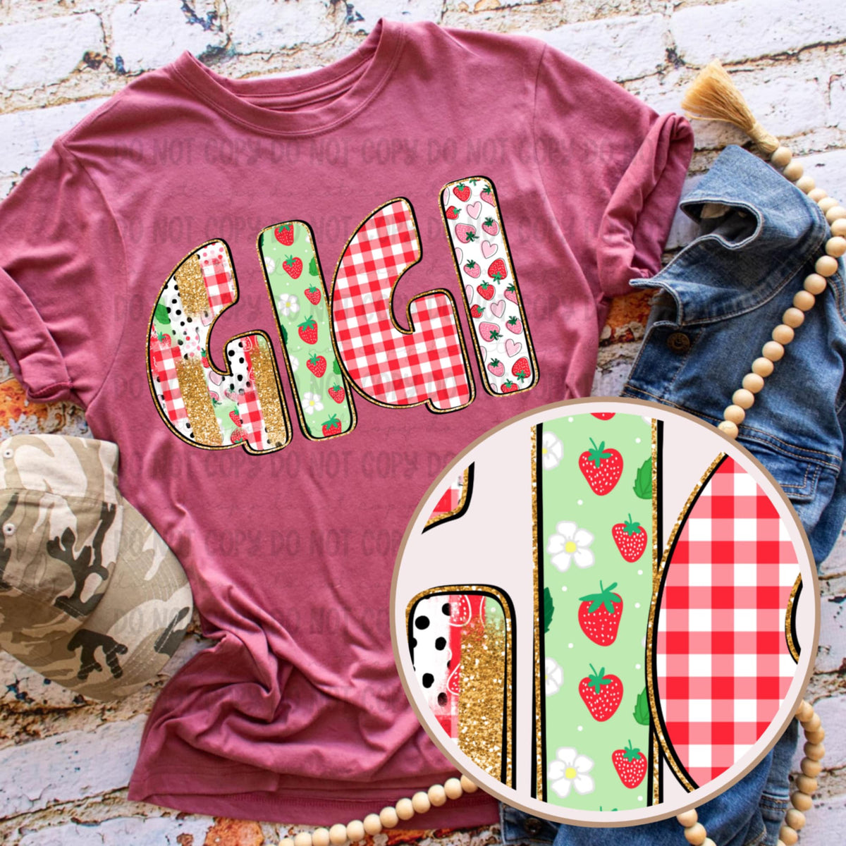 Gigi strawberry patterned (Revel) 92553 DTF transfer