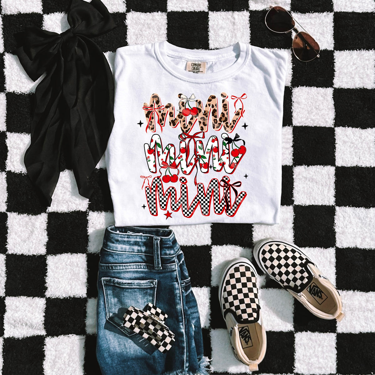 Mini leopard checker and cherries scarlow 110308 DTF transfer