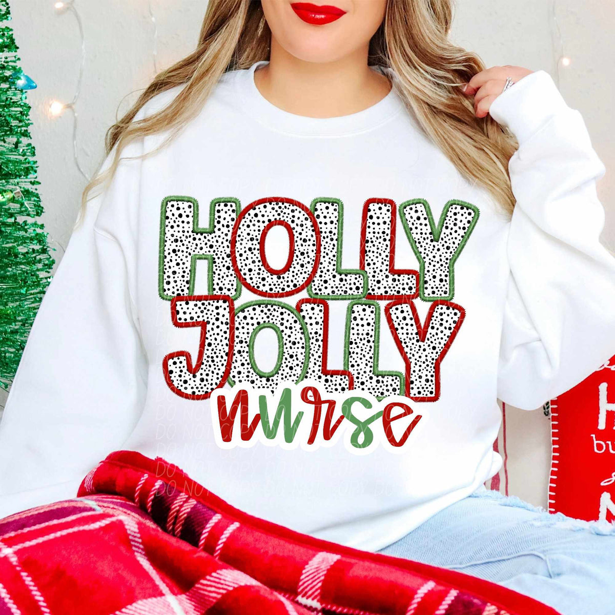 Holly jolly nurse Dalmatian filled (CITY) 65072 DTF transfer