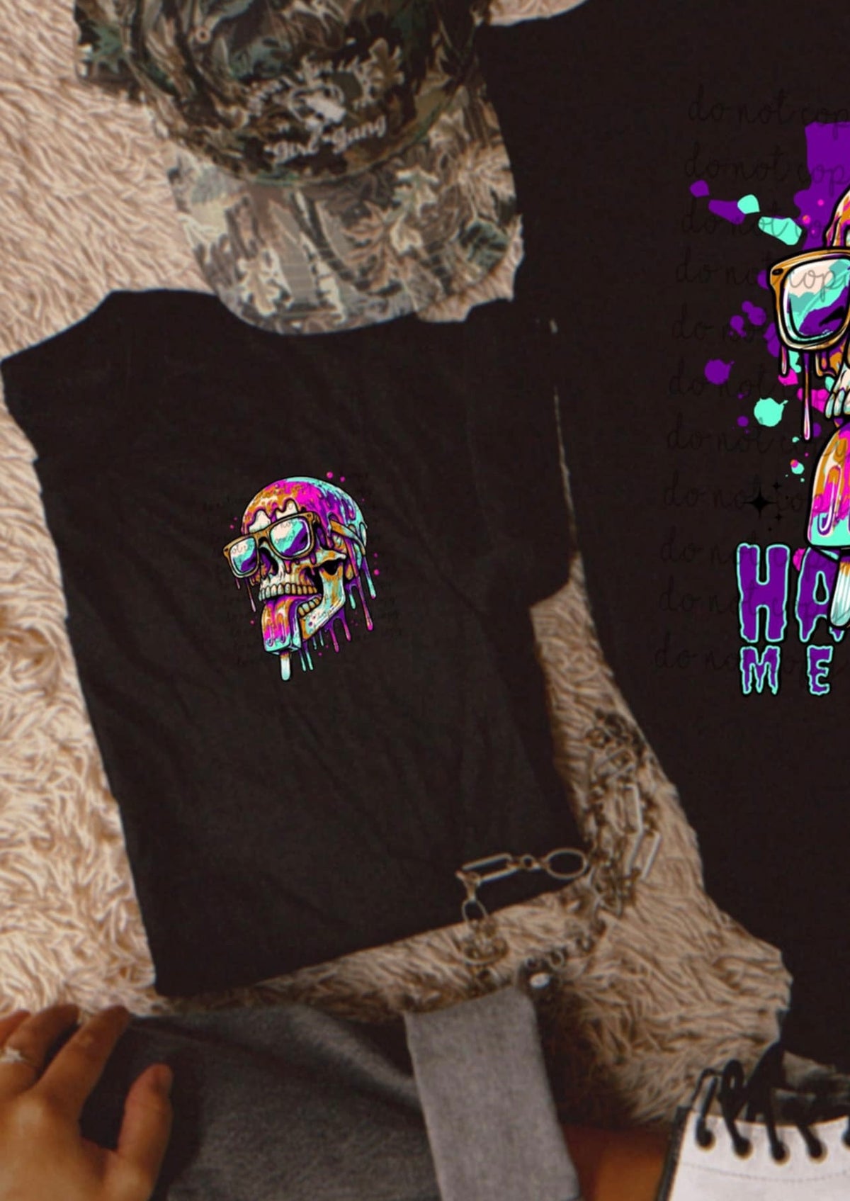 Having a meltdown skull pocket (MMD) 85286 DTF transfer