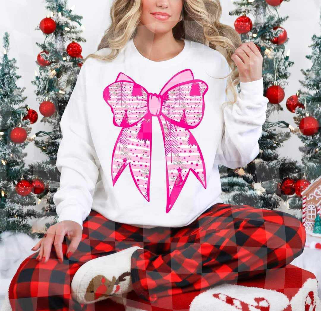 Pink long Christmas bows (LYTTLE) 65640 DTF transfer