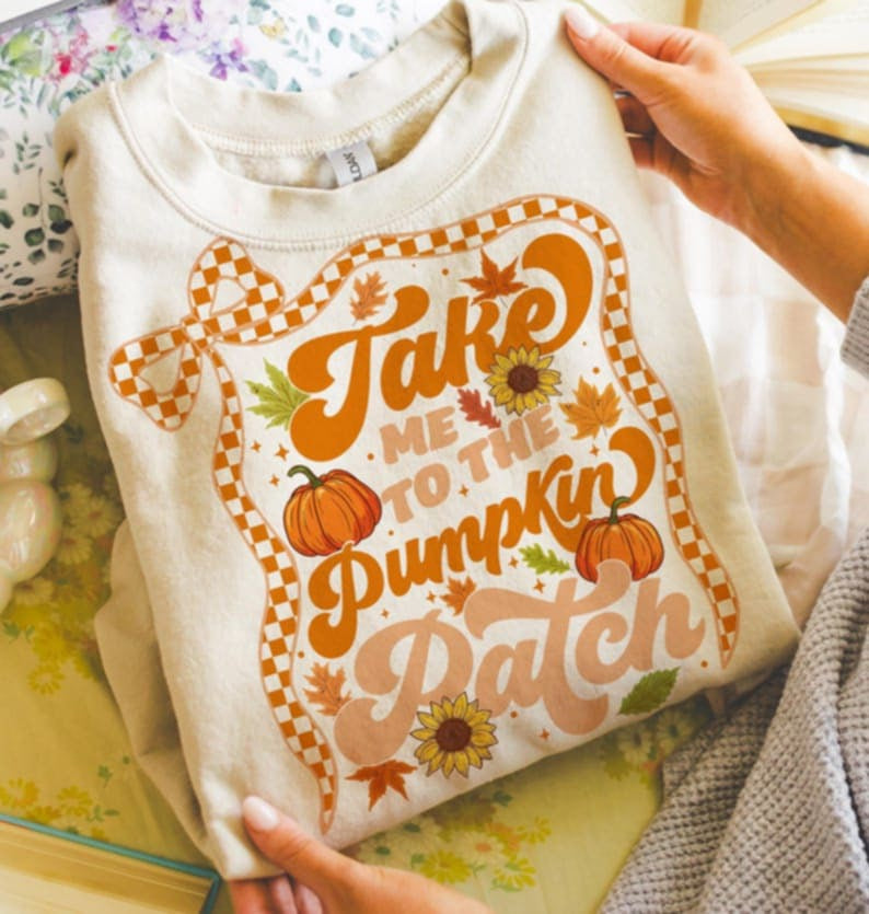 Take me to the pumpkin patch with bow frame DTF transfers