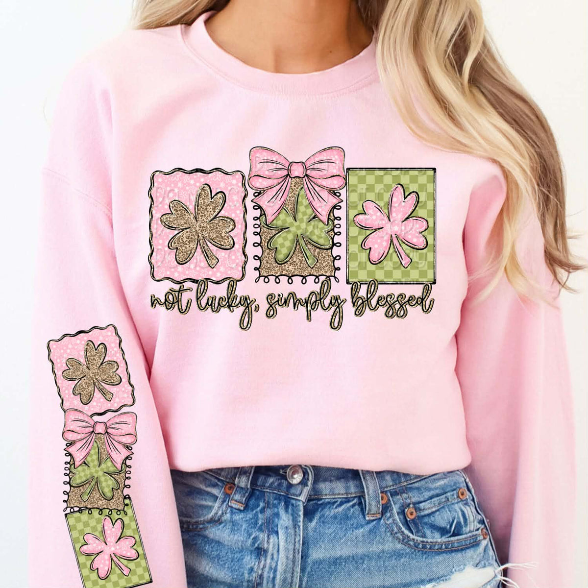 Not lucky simply blessed SLEEVE (SET OF TWO) (DWS) DTF transfer